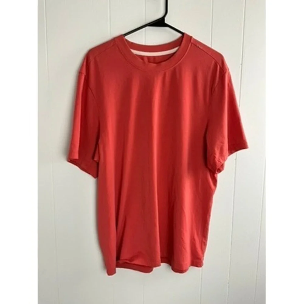 Lululemon Fundamental T-Shirt Mens Medium Red Orange Short Sleeve Pima Tee